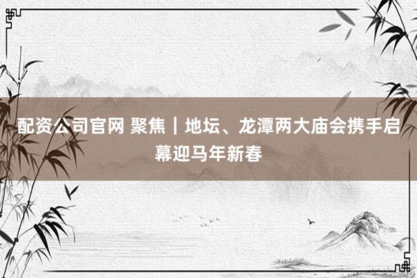 配资公司官网 聚焦｜地坛、龙潭两大庙会携手启幕迎马年新春