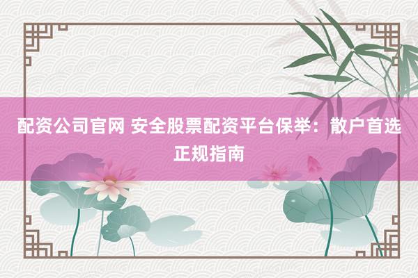 配资公司官网 安全股票配资平台保举：散户首选正规指南